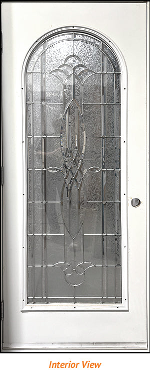 Insulated Steel Entry Door, "Poveda" Glass Design 32" x 80" Right Hinge