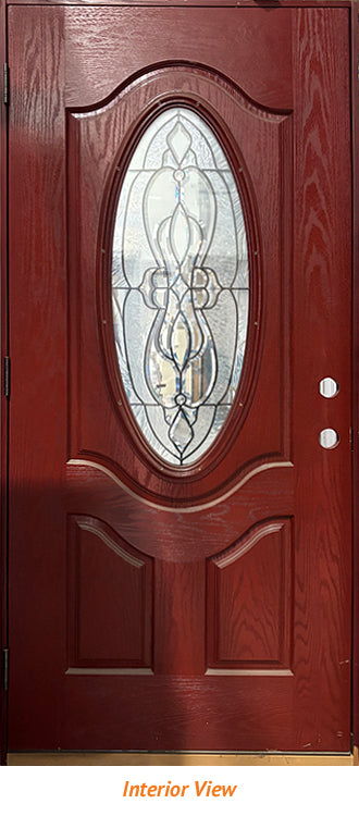 Insulated Fiberglass Entry Door, "Alzira" Glass Design 36" x 80" Right Hinge