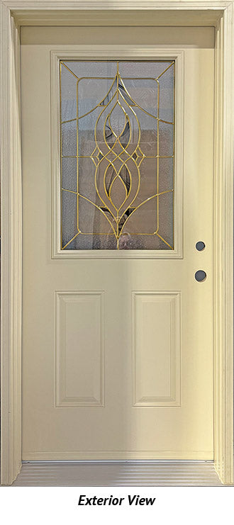 Insulated Entry Door, "LaBelle" Brass Glass Design 36" x 80" Left Hinge