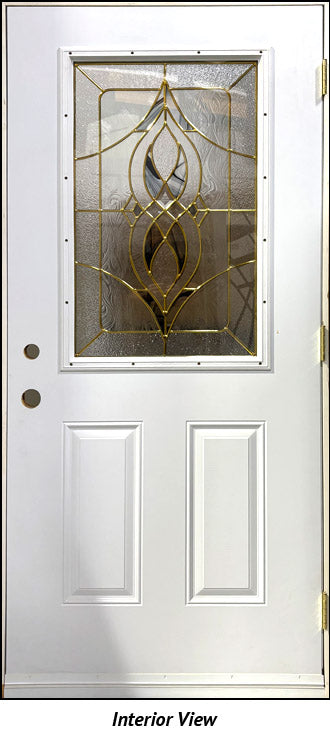 Insulated Entry Door, "LaBelle" Brass Glass Design 36" x 80" Left Hinge - 0