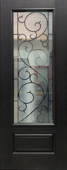 Elegant Wrought Iron Woodgrain Entry Door Slab 