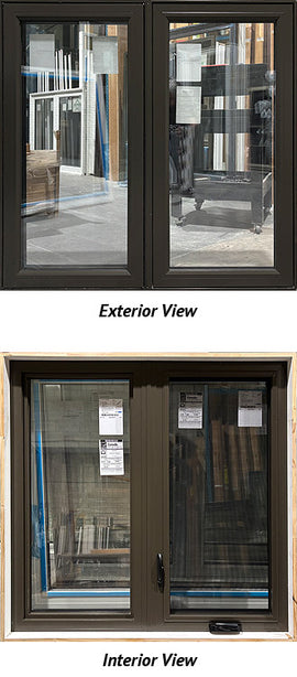 Casement Window, 2 Section, 47" Wide x 46" Tall, Brown