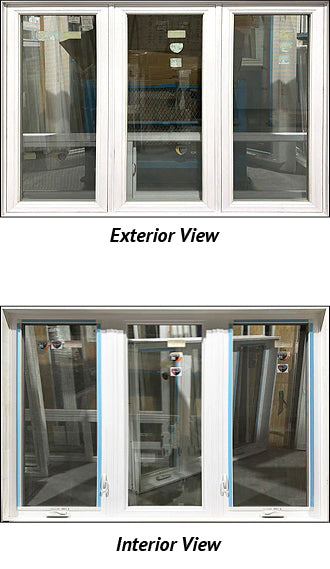 Casement Window, 3 Section, 2 Operator, 84" Wide x 48" Tall