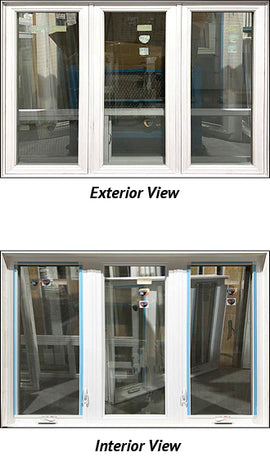 Casement Window, 3 Section, 2 Operator, 84" Wide x 48" Tall