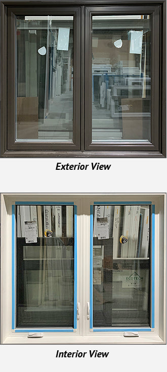 Casement Window Two Section 55 1/4" Wide x 52 1/4" Tall-Brown.