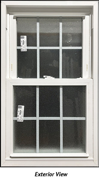 Double Hung Window 23 3/4" x 41 1/2" Frosted Glass and Grill