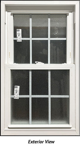 Double Hung Window 23 3/4" x 41 1/2" Frosted Glass and Grill - 0