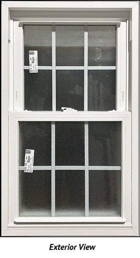 Double Hung Window 23 3/4" x 41 1/2" Frosted Glass and Grill - 0