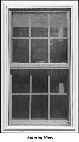 Double Hung Window 23 3/4" x 41 1/2" Frosted Glass and Grill