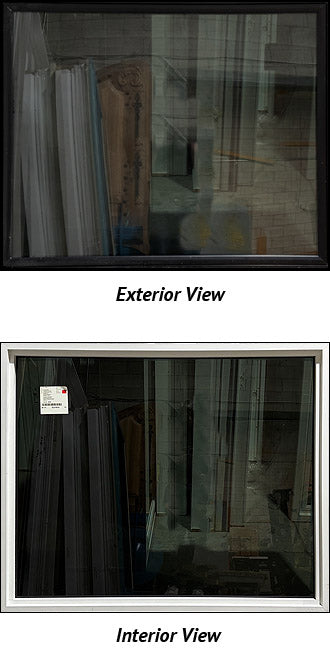 Fixed Window 47 1/2" Wide x 39" Tall. Black Frame, Blackout Glass