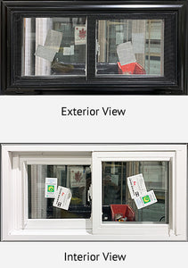 Side Sliding Double Tilt Sash Window 33 3/4" wide x 17 5/8" tall Black Exterior