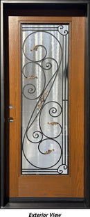 Fiberglass Entry Door With "Melissa" Wrought Iron Privacy Glass 32" x 80"-1