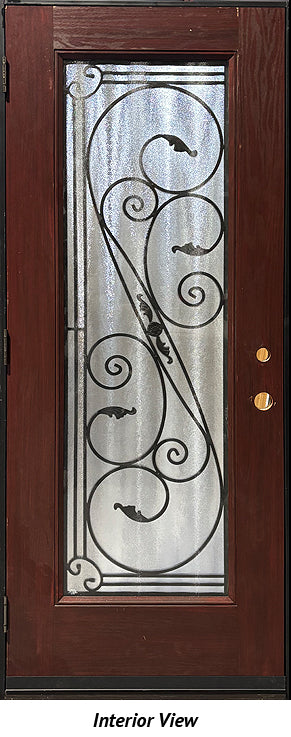 Fiberglass Entry Door With "Melissa" Wrought Iron Privacy Glass 32" x 80" - 0