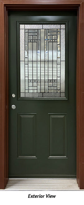 Insulated Steel Entry Door, "Sallone" Glass Design 32" x 80" RH