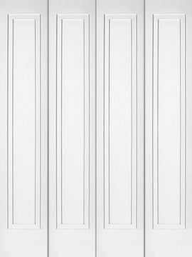 Shaker 1-Panel 2-Step Design Bifold Doors White Primed 80" Tall - 0