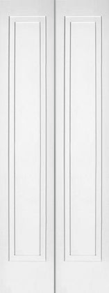 Shaker 1-Panel 2-Step Design Bifold Doors White Primed 80" Tall