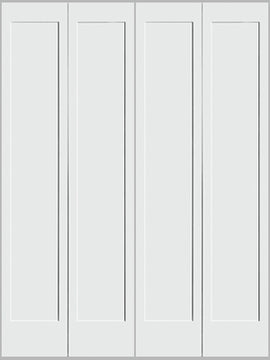 Shaker 1-Panel Bifold Doors White Primed 80" Tall - 0