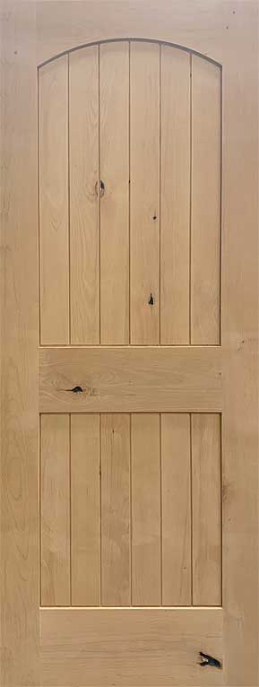 Shaker 2-Panel Arch Top V-Groove Interior Door Knotty Alder 30 x 80