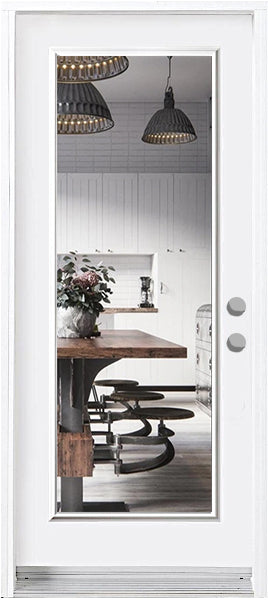 1-Lite Clear Glass Entry Doors-Prefinished White