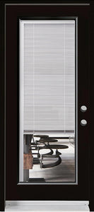 Full Length Miniblind Glass Entry Doors-BLACK Exterior