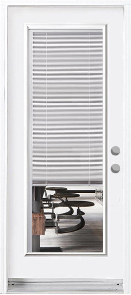 Full Length Miniblind Glass Entry Doors-Prefinished White