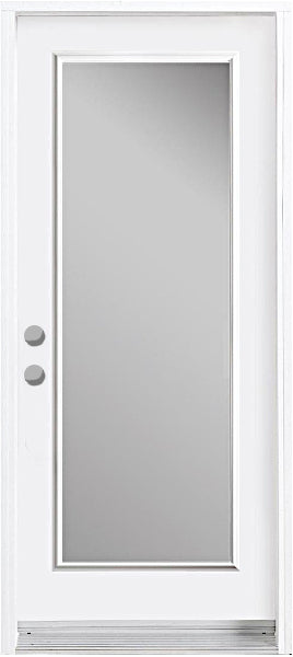 1-Lite Acid Etched Glass Entry Doors-Prefinished White - 0