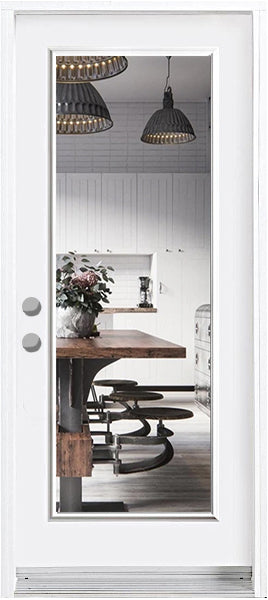 1-Lite Clear Glass Entry Doors-Prefinished White - 0