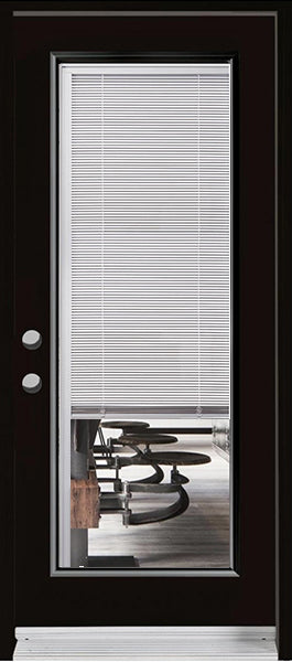 Full Length Miniblind Glass Entry Doors-BLACK Exterior - 0