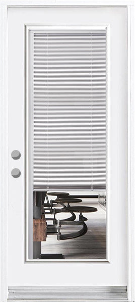 Full Length Miniblind Glass Entry Doors-Prefinished White - 0