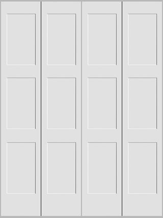 Shaker 3-Panel Bifold Doors White Primed 80" Tall