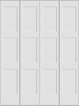 Shaker 3-Panel Bifold Doors White Primed 80" Tall - 0
