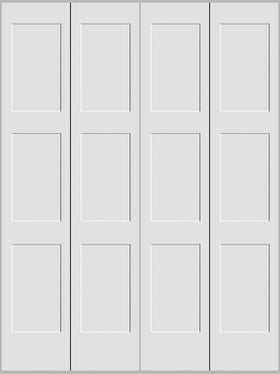 Shaker 3-Panel Bifold Doors White Primed 80" Tall - 0