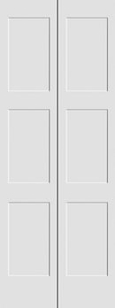 Shaker 3-Panel Bifold Doors White Primed 80" Tall-1