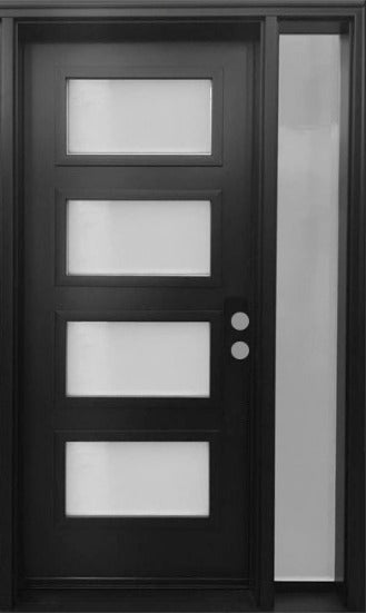 "Mehdy" Mid Century Modern Entry System 4-Lite Acid Etch Glass