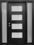 "Mehdy" Mid Century Modern Entry System 4-Lite Acid Etch Glass-2