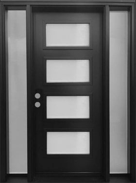 "Mehdy" Mid Century Modern Entry System 4-Lite Acid Etch Glass - 0