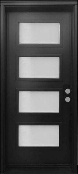 "Mehdy" Mid Century Modern Entry Door 4-Lite Acid Etch Glass