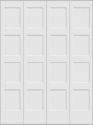Shaker 4-Panel Bifold Doors White Primed 80" Tall