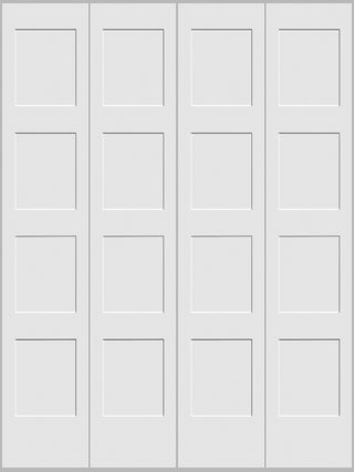 Shaker 4-Panel Bifold Doors White Primed 80" Tall - 0