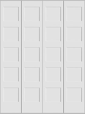 Shaker 5-Panel Bifold Doors White Primed 80" Tall - 0