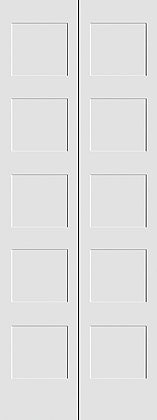 Shaker 5-Panel Bifold Doors White Primed 80" Tall