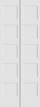 Shaker 5-Panel Bifold Doors White Primed 80" Tall-1