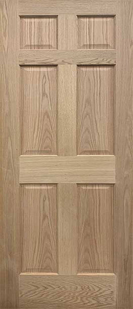 Raised 6 Panel Colonial Design Doors Stain Grade Red Oak - 0