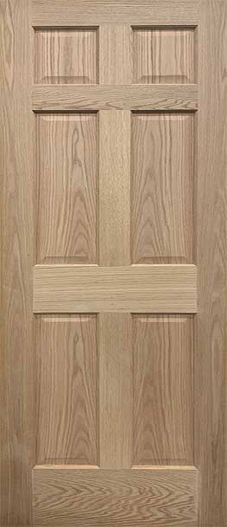 Raised 6 Panel Colonial Design Doors Stain Grade Red Oak