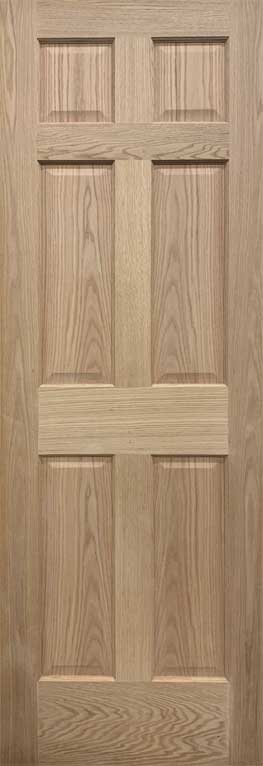 Raised 6-Panel Colonial Style Door Stain Grade Red Oak-Minor Defects