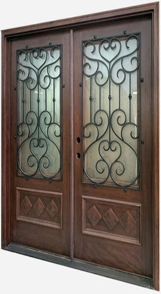 "GLASGOW" MAHOGANY DOUBLE FRONT DOORS 6FT. WIDE - 0