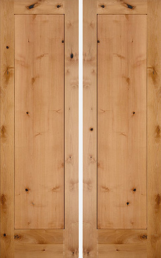 PAIR OF 24" X 96" SHAKER 1-PANEL KNOTTY ALDER DOORS