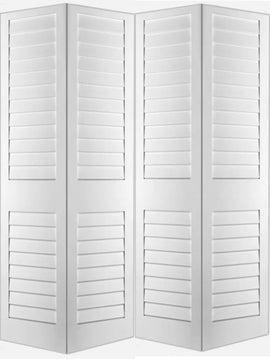 Plantation Louvre Bifold Doors White Primed 80" Tall - 0