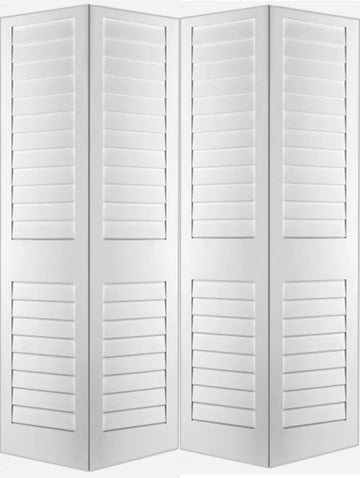 Plantation Louvre Bifold Doors White Primed 80" Tall - 0