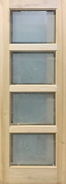 Unique 4-Panel Door Frosted Glass with Clear Border 28" x 96" - 0